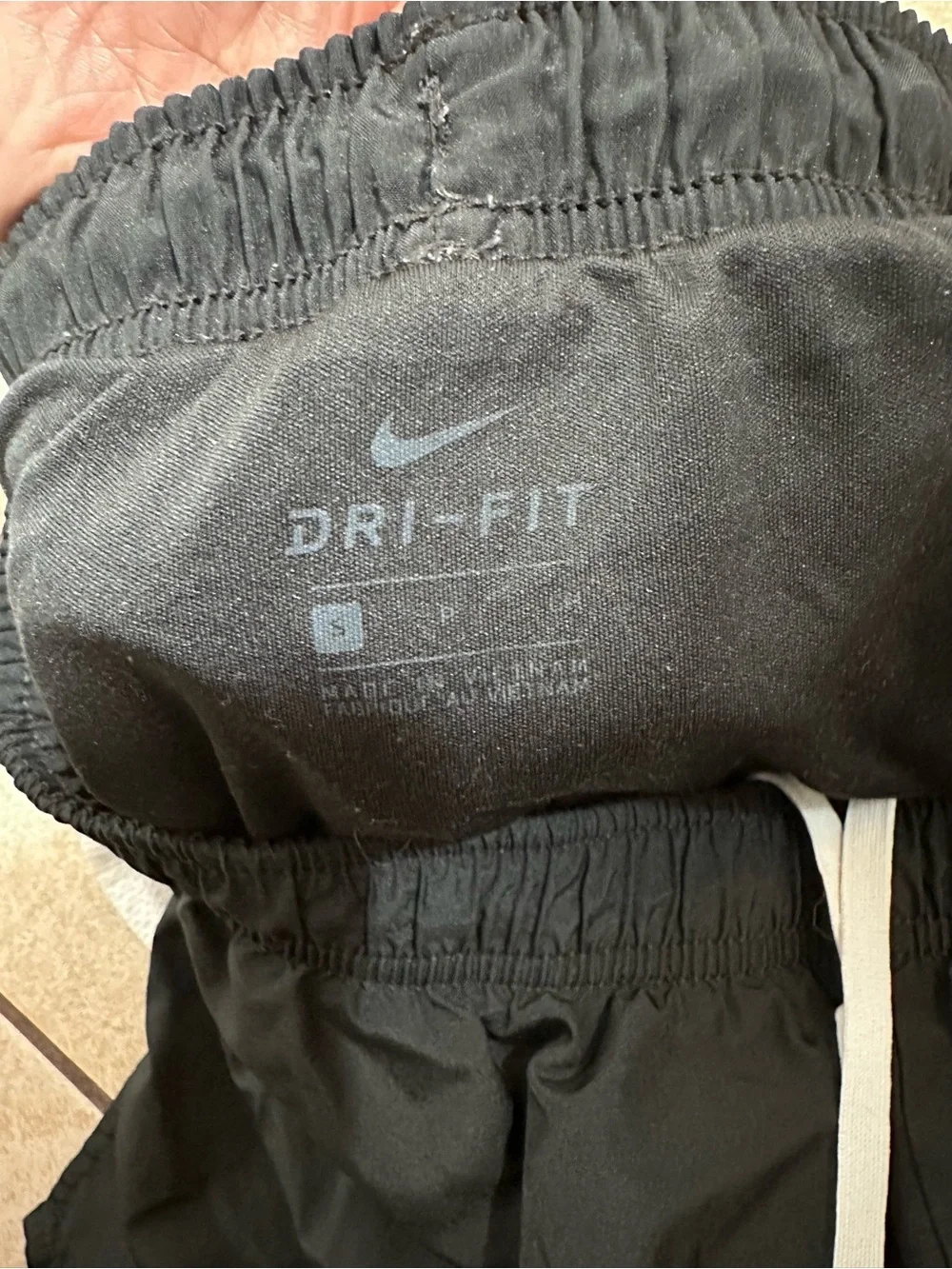 Nike Black Athletic Shorts with White Drawstring
